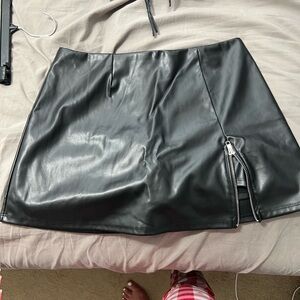 Black leather skort